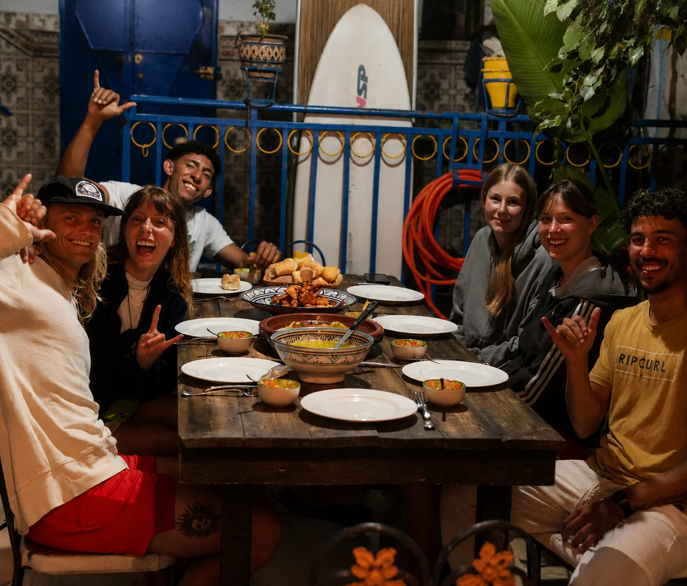 Dinner in the garden at Nomad Surf Camp